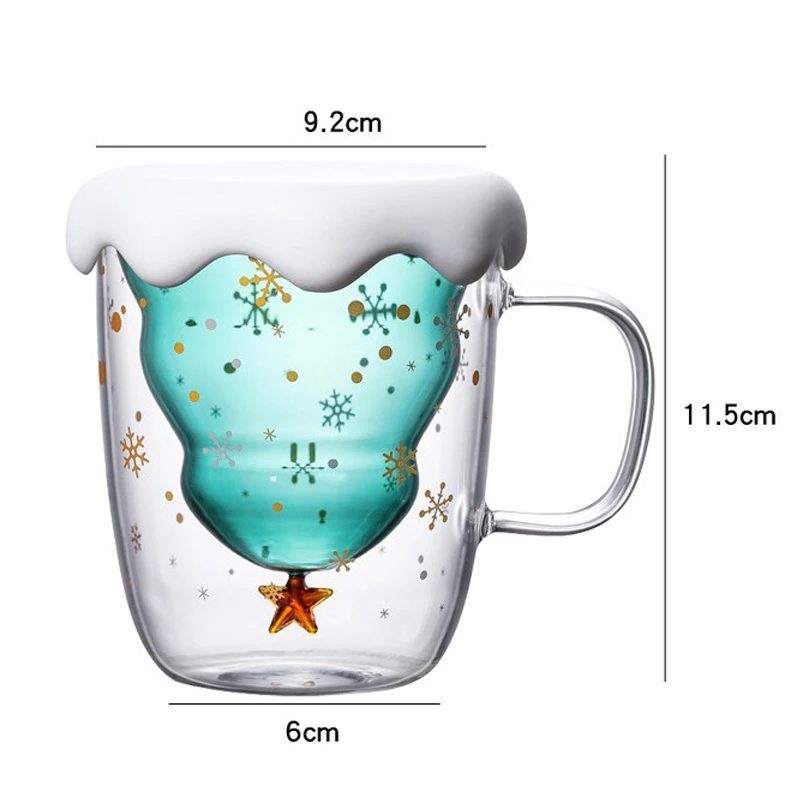 Креативная 3D прозрачная двойная антиобжигающая стеклянная Рождественская елка Звездная чашка кофейная чашка Молочный Сок чашка Детский Рождественский подарок C