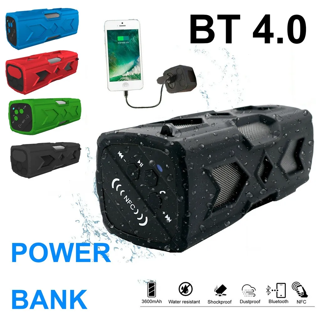 US Subwoofer Wireless Bluetooth 4.2 Speakers Portable Waterproof 3600mAh Battery