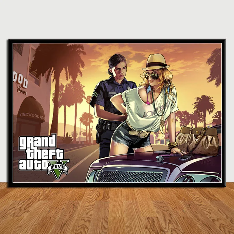 Горячая игра Обложка Grand Theft Auto 5 GTA Горячая видео игра искусство холст живопись плакат настенный Декор для дома
