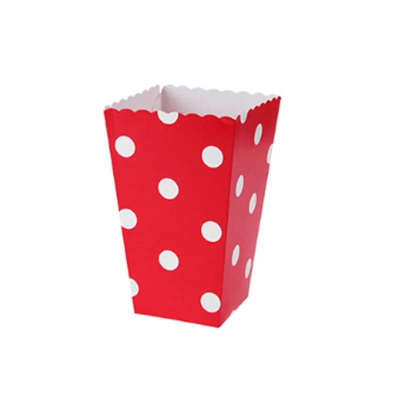 12 шт., розово-синяя полоска, волнистые бумажные коробки для попкорна, сумка для дня рождения, украшения для вечеринки, Детские вечерние принадлежности для мальчиков и девочек - Цвет: red dot