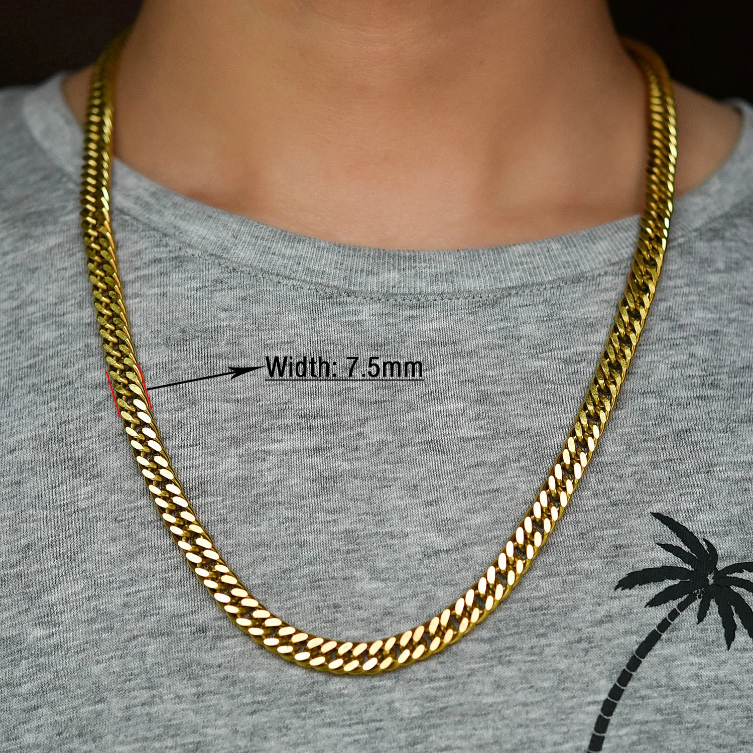 Mens Stainless Steel Necklace Gold and Silver Color Chunky Link Cuban Curb Chain for Punk Hiphop Boy Choker Metal Jewelry for cuban necklaces,silver necklace,stainless steel necklace,fashion necklace,metal necklace,choker necklace