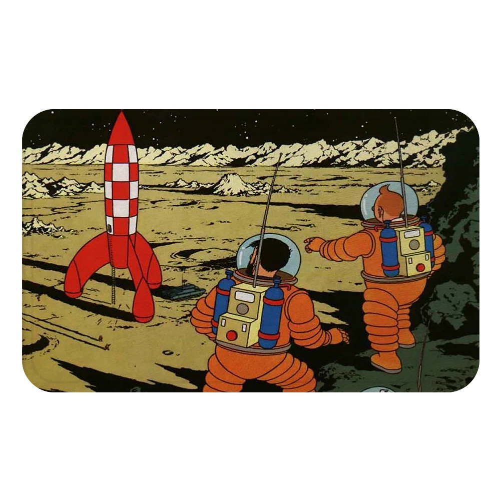 Tintin Adventure Mars Китай коврик для ванной кухонный ковер декоративные Противоскользящие коврики комната автомобиль пол бар ковры домашний декор для дверей подарок - Цвет: Белый