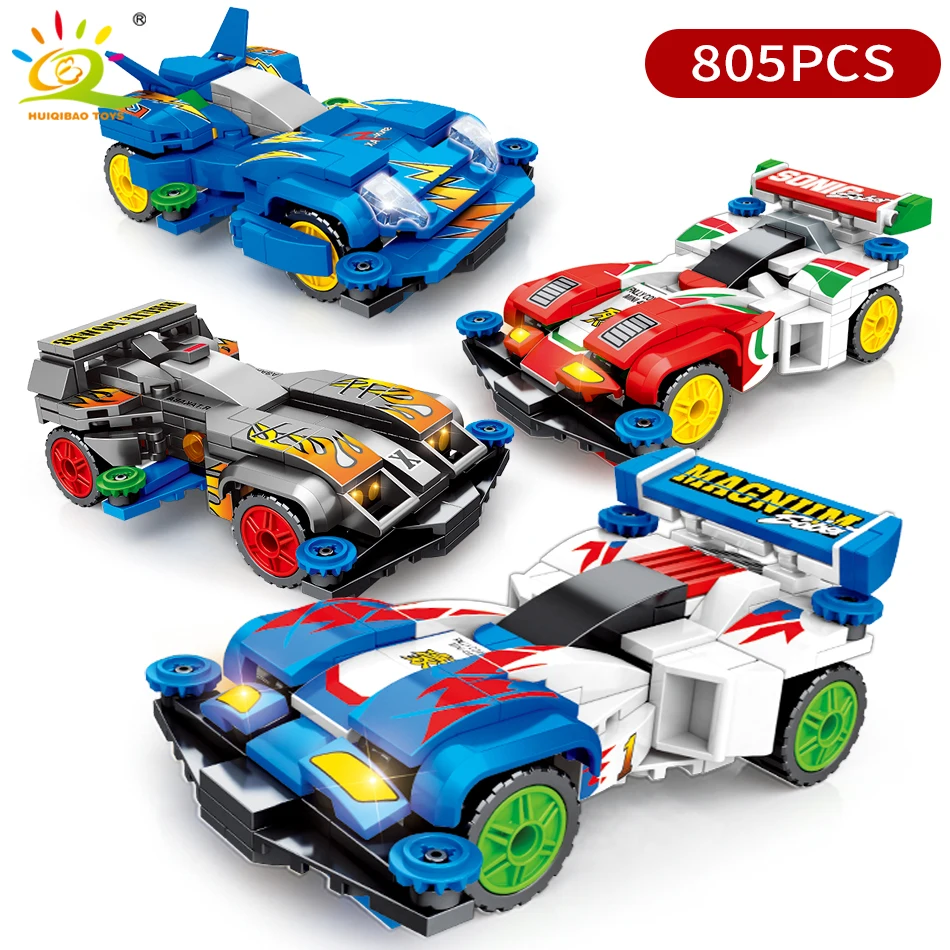 

805PCS Racing Car Speed Champions Building Blocks Legoingly City Mecha Magnum Four Wheel Drive Cars Bricks Toys Seiba Go Figures