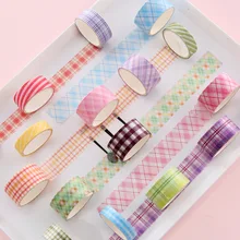 

New 6pcs/set Lovely Washi Tape Set DIY Diary Notebook Scrapbook Basic Grid Journal Sticker Lovely Stationery Papeleria Supply