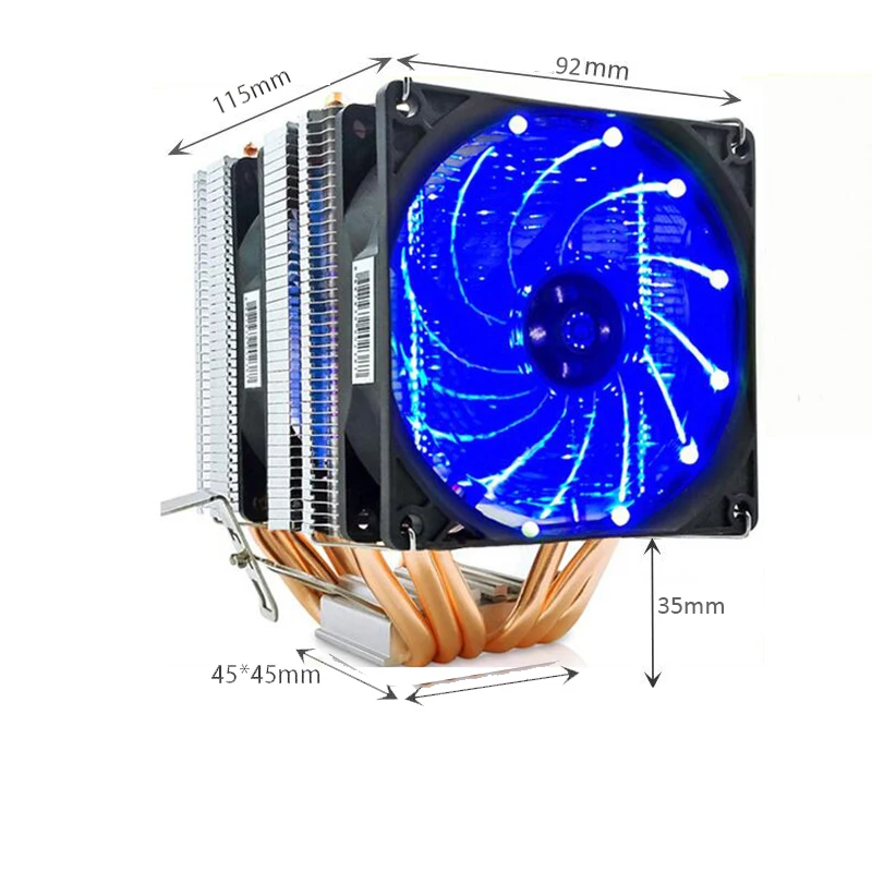 6 тепловых труб 2 вентиляторы cpu Cooler Master охлаждающая Синяя светодиодная система охлаждения охлаждающей башни cpu вентилятор охлаждения