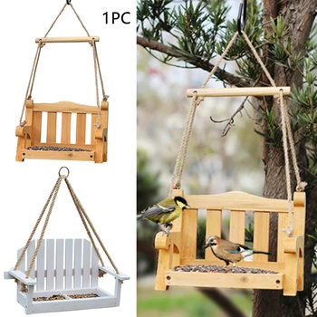 

Canary Pet Supplies With Rope Swing Chair Porch Decoration Patio Parrot Hanging Hummingbird Pine Wood Bird Feeder Outdoor Garden