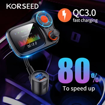 

2020 color screen MP3 player wireless Bluetooth FM transmitter hands-free car kit QC3.0+2.4A high current output fast charge