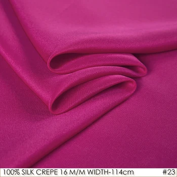 

SILK CREPE DE CHINE 114cm width 16momme/100% Pure Mulberry Silk Matt Color Women Evening Dress Fabric Hot Pink NO 23