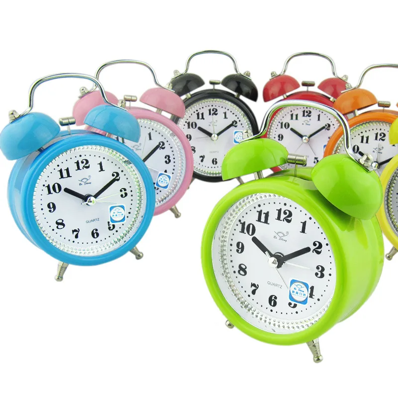 

Metal bell alarm clock mute with luminous light creative student clock