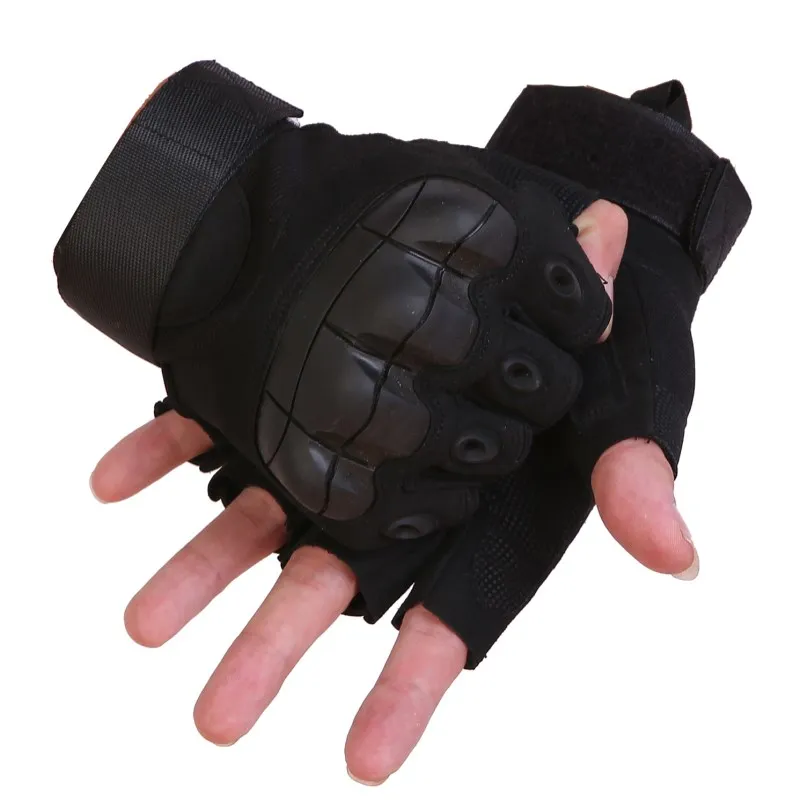 Half finger black Велосипедные перчатки для езды на велосипеде, резиновые тактические перчатки на костяшки, Нескользящие Тактические Военные перчатки - Цвет: Half finger black
