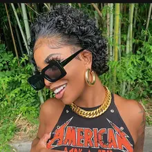 Beeos-peluca corta con rulos de corte Pixie 250%, 4x4, pelucas de cabello humano brasileño Remy, cabello humano de 8 pulgadas prearrancado con pelo de bebé