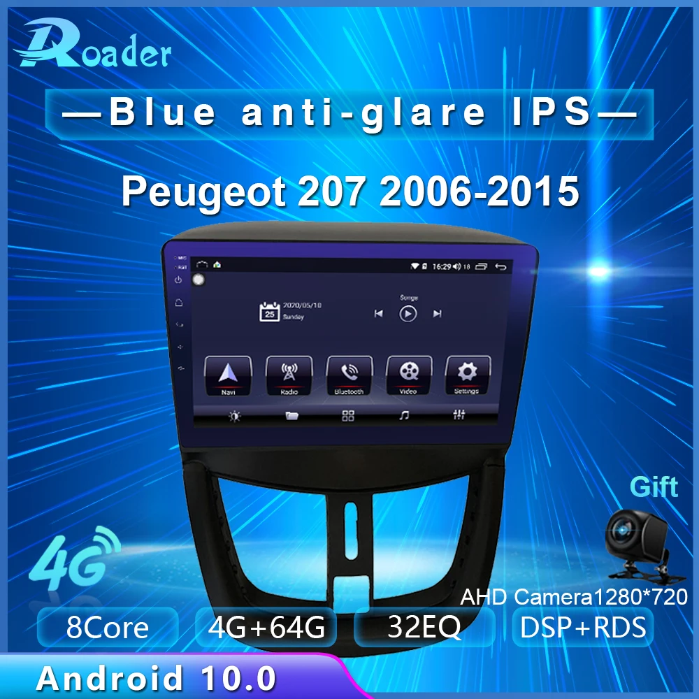 Roader Android 10 0 автомобильный DVD для Peugeot 207 2006 2010 2011 - 2015 4G/64G Автомобильный