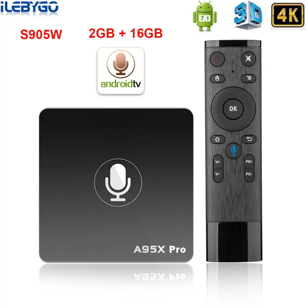 A95X Pro Google Smart tv Box 2G 16G Android 7,1 Голосовое управление 2,4G WiFi приставка PK mi box 4K HD 3D ТВ Медиаплеер