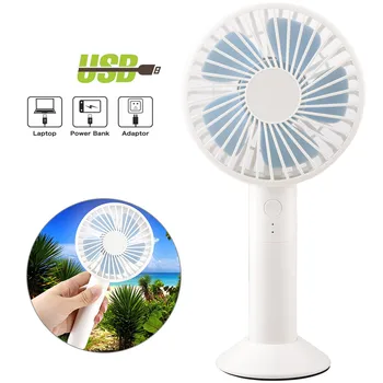 

USB Rechargeable Fan Cooler Adjustable 3 Speed Handheld Fan with Base Summer Favor Gift for Kid's Friends