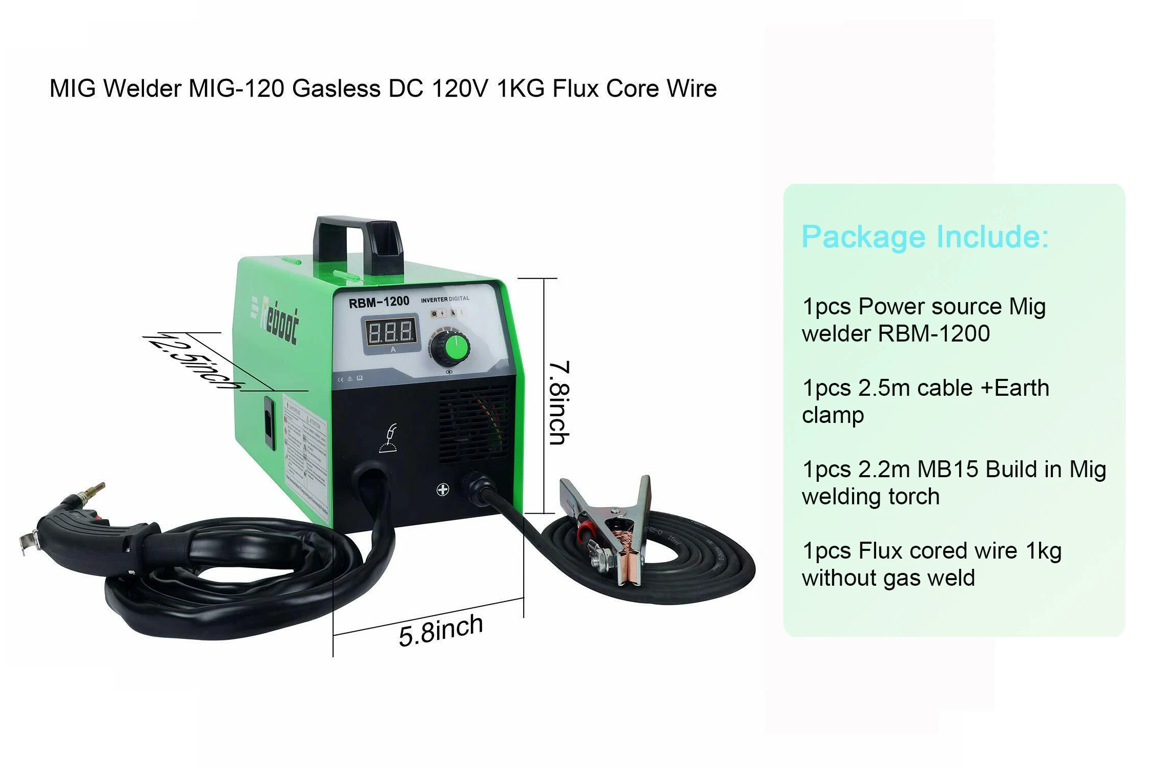 Equipo de soldadura REBOOT MIG 120 220V soldadura de acero sin Gas