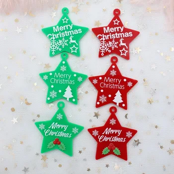 

50mm Acrylic Keychain Merry Christmas Tags X-mas Earrings Red Green Star Party Gifts Laser cutout 2"-AC1424