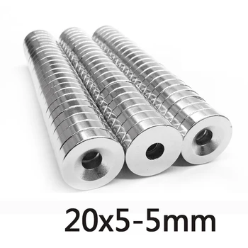 

10/20/50 pcs Neodymium Magnet 20mm x 5mm Hole 5mm N35 NdFeB Round Super Powerful Strong Permanent Magnetic imanes Disc 20*5-5mm