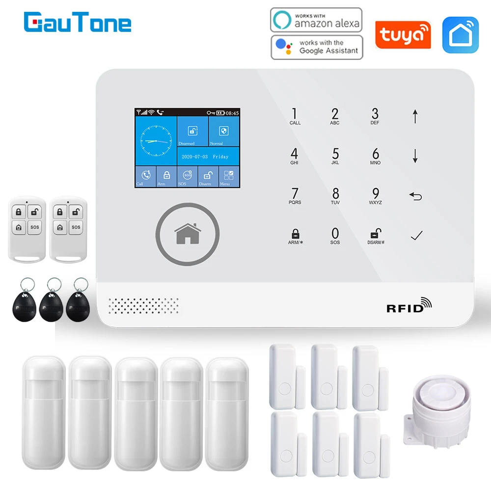 Gautone Pg103 Tuya Wifi Alarm System Security Home With Rfid Card