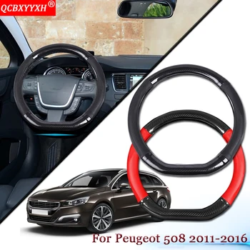 

Car Styling Carbon Fiber Leather Car Steering Wheel Cover Car Steering-wheel Hubs Auto Accessories Fit For Peugeot 508 2011-2016