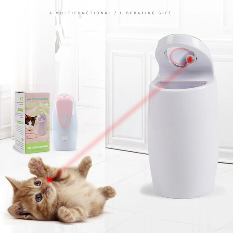 

Smart Automatic Rotating Light Cat Teaser Indoor Interactive Toys USB Rechargeable Red Dot Light Home Kitten Playing