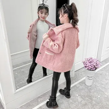 

Children Faux Fur Coat Baby Turndown Collar Thicken Warm Jacket Girls Overcoat 2020 Autumn Winter Kids Girls Casual Outwear W924