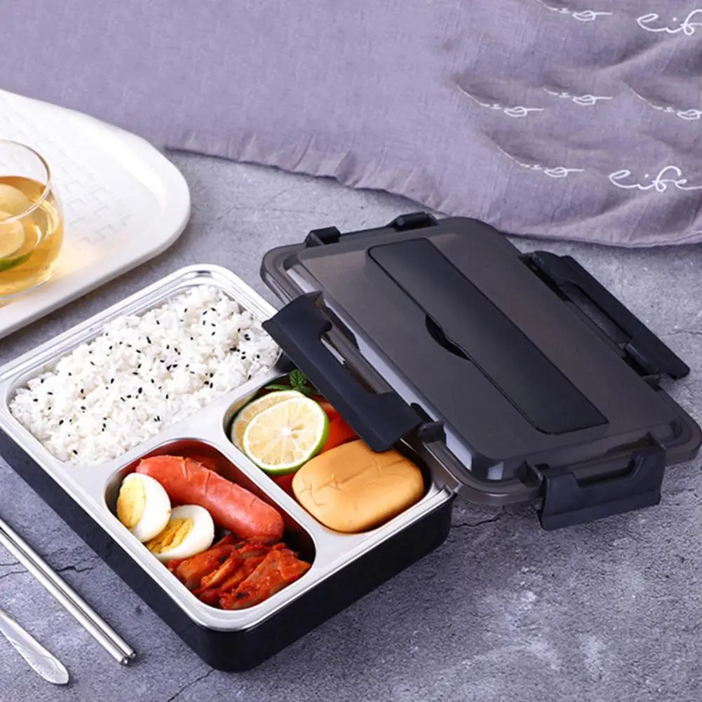 

1200ml Stainless Steel Lunch Box Bento Food Container with Spoon Chopsticks Set