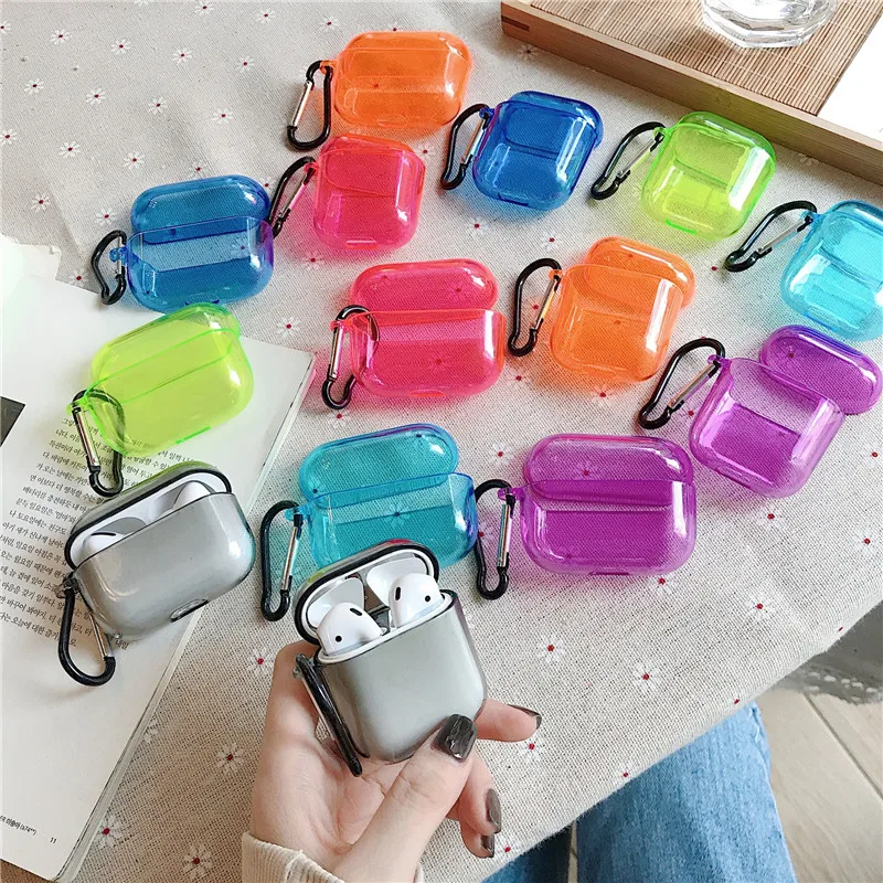 

1 PC for AirPods Case Candy Color Transparent Shockproof Cover for Air Pods 1 2 Pro Earphone Protector Case PC Hard Case Shell