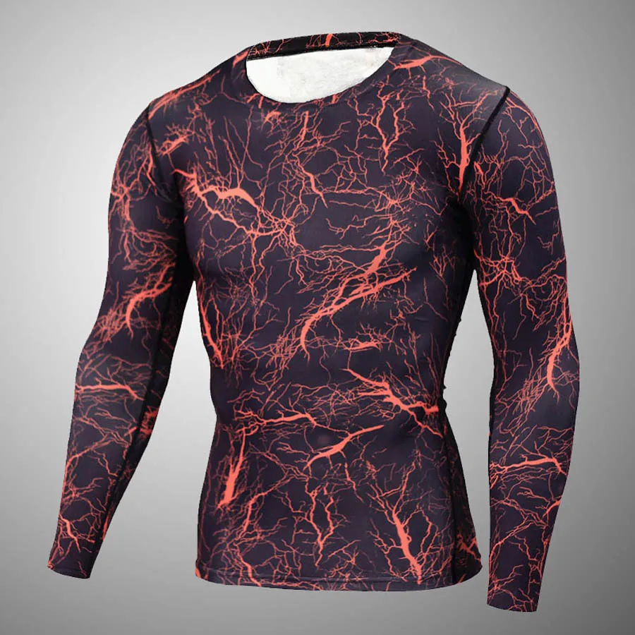T-Shirt Мужская толстовка Камуфляжный спортивный костюм мужские легинсы для бега гимнастическая майка компрессионная Мужская рубашка длинный рукав Рашгард мужской термомайка - Цвет: T-Shirt