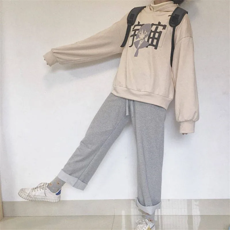 Harajuku Осенняя мода с длинным рукавом Толстовка Топы женские с капюшоном китайские толстовки пэчворк свитер Толстовка для женщин