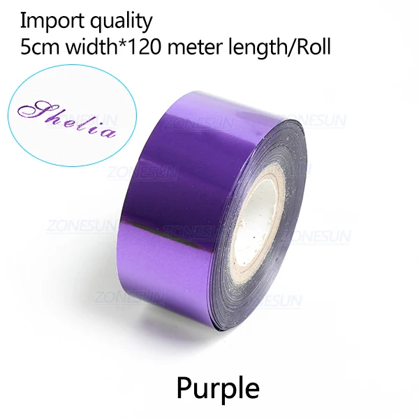 purple ZONESUN 5 см рулонов золото серебро Горячая фольга тиснение бумаги ремесло бумага имитация медной фольги бумага для термопресса машина передачи - Цвет: purple