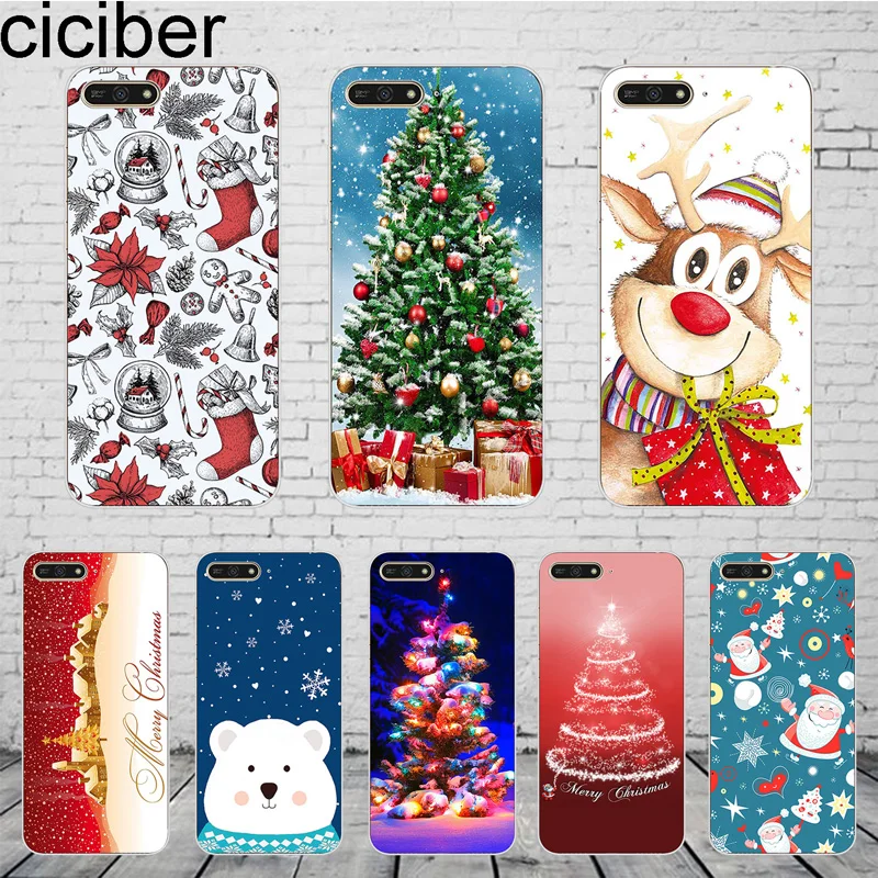 

ciciber Merry Christmas Cover For Huawei Y9 Y7 Y6 Y5 Y3 Prime Pro 2018 2017 2019 Phone Case Soft Silicone TPU Shell Fundas Coque