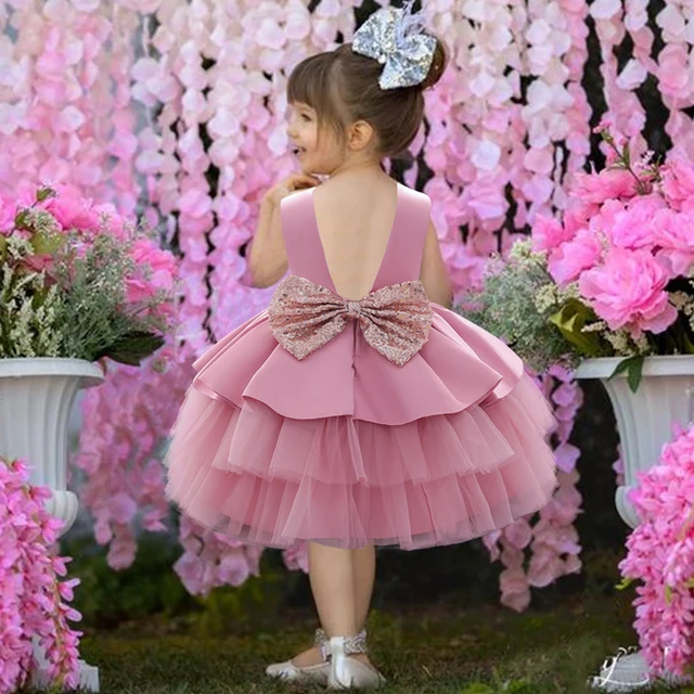 Robe de princesse avec nœud mignon pour bébé fille, robe d'anniversaire  pour bébé de 1 an, robe de fête pour enfant en bas âge, robe de baptême -  AliExpress