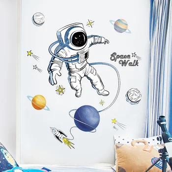 

Astronaut Wall Sticker for Kids Room Home Decor Nursery Wall Decal Children Poster Baby House Mural DIY Hot Sell