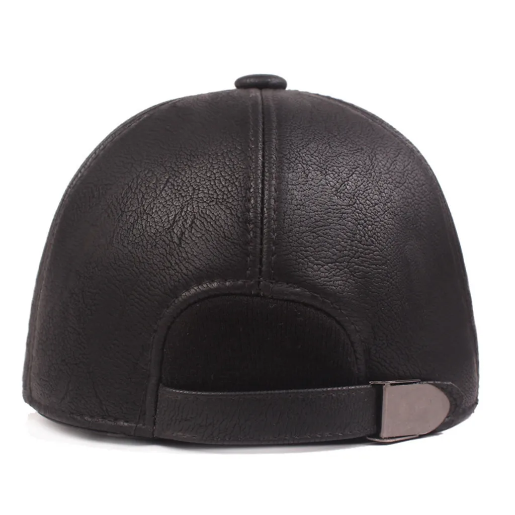 Solid color Retro sunscreen wide brim sun visors hat Winter Men Leather Casual Hat Thicken Middle-aged Hat Cap Topee kapelusz#ZD