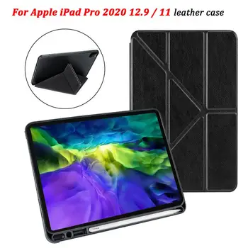 

Tablet Cases For iPad Pro 12 9 Case 2020 Tri-Fold PU Leather Protective Cover with Pencil Holder For iPad Pro 11 2020 Case