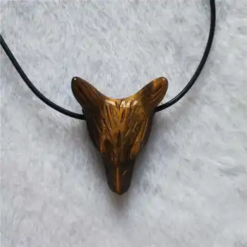 

drop shipping Natural tiger eye Crystal gemstone wolf pendant meditation reiki healing chakra crystal Wolf Necklace for men 1pcs