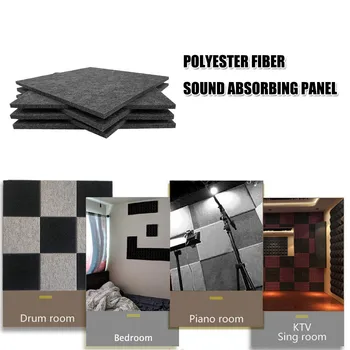 

6 Pack Acoustic Absorption Panel Gray Black Acoustic Soundproofing Insulation Panel Tiles Sound Absorption Treatment Wedge