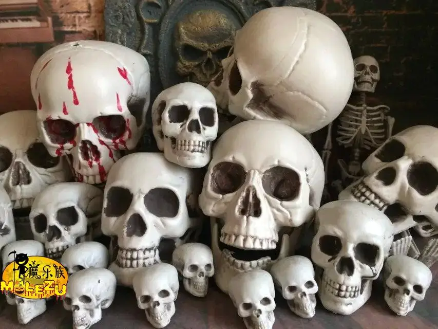 90# Пластик череп Хэллоуин ужас реквизит бар камеры с привидениями дом украшения кости