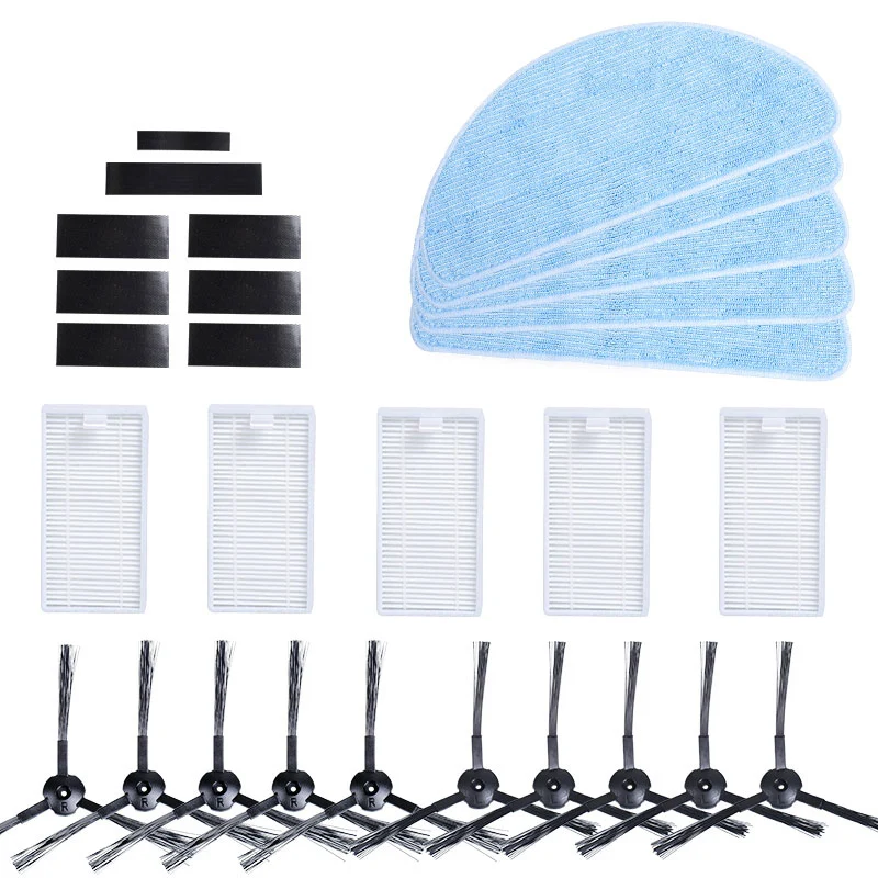 

28Pcs Side Brushes Hepa Filters Mop Cloths Magic Paste Set Suitble For Ecovacs Cen540 X500 Cr120 Cr121 Vacuum Cleaner Replacem