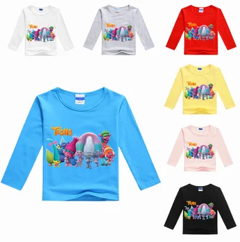 

Fashion Anime Style Trolls Dolls T-Shirt Girls T-Shirt Long Sleeve O-Neck Tops Kids Tee Shirts Fashion 2020 Casusl T Shirt Cute