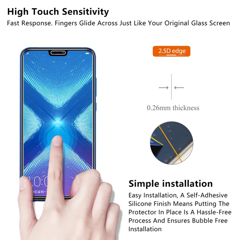 1/2 шт.! Закаленное стекло для Honor 9X Pro 8X Max 7X 6X 5X 3X Защитное 8S 7S ударопрочная защита