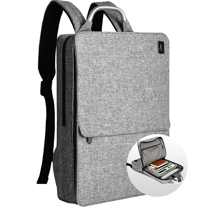 CAI рюкзак, осень, тонкая сумка, минимализм, для ноутбука, школы, офиса, для мужчин/женщин, бизнес, путешествия, модный стиль, сумки для книг, водонепроницаемые - Цвет: 1430 Gray