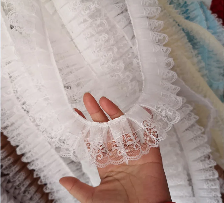 PT2020003 garment trim by lace and organza white