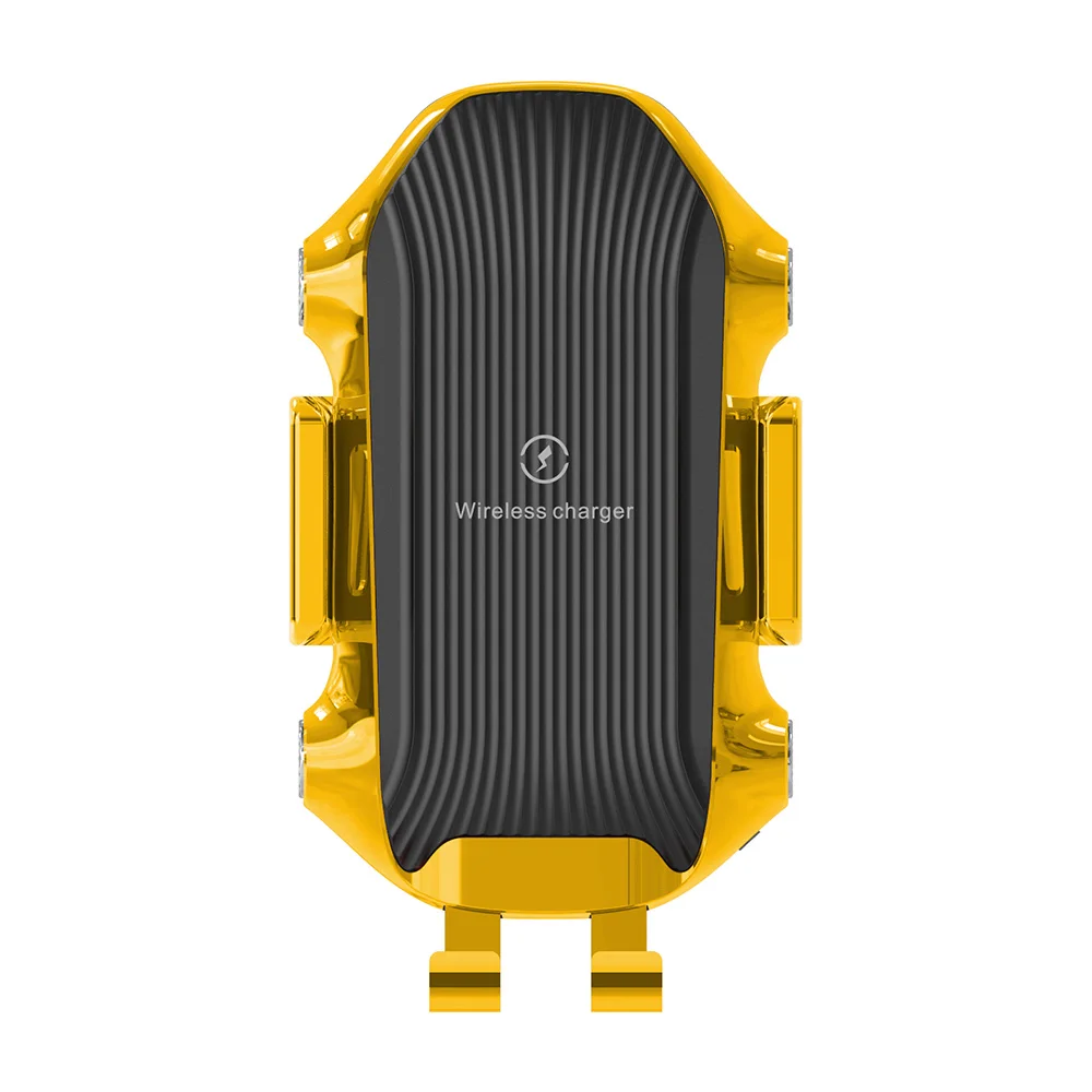 Qi Wireless Car Charger Mount Phone Holder For Samsung Note 10 Huawei iPhone Xr Xiaomi Automatic Clamping Induction Fast Charge - Цвет: Yellow