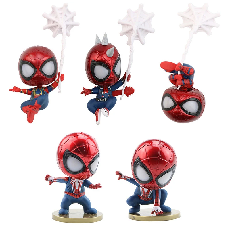 5ピース ロットディズニーマーベルスパイダーマンかわいい漫画pvcアクションおもちゃ図スパイダーマンシルクwebコレクションモデルのおもちゃキッズギフト Null Aliexpress