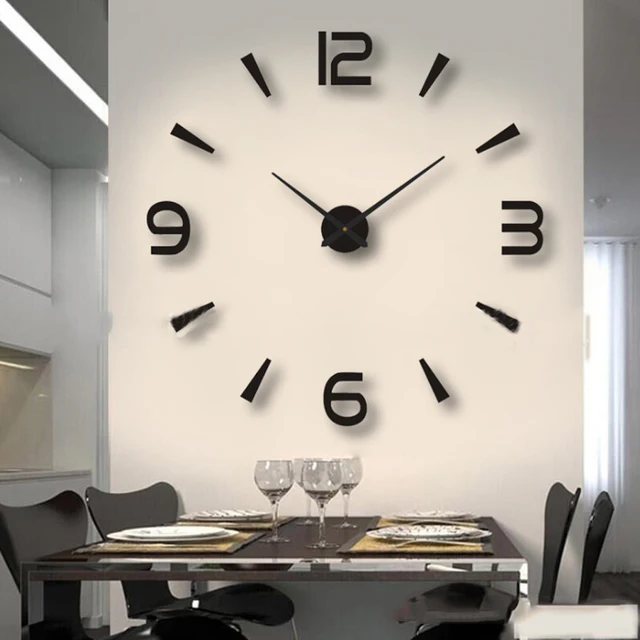 Large Wall Clock Quartz 3D DIY Decorative Kitchen Clock Acrylic Mirror Stickers Oversize Wall Clocks Home Decor reloj de pared 1