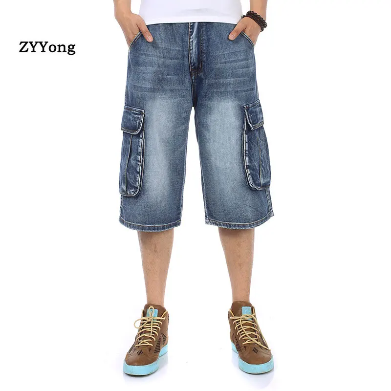 

Jeans Men 2020 New Summer Modis Multi-Pocket Men's Blue Denim Shorts Streetwear Loose Large Size 30-46 Straight Denim Shorts