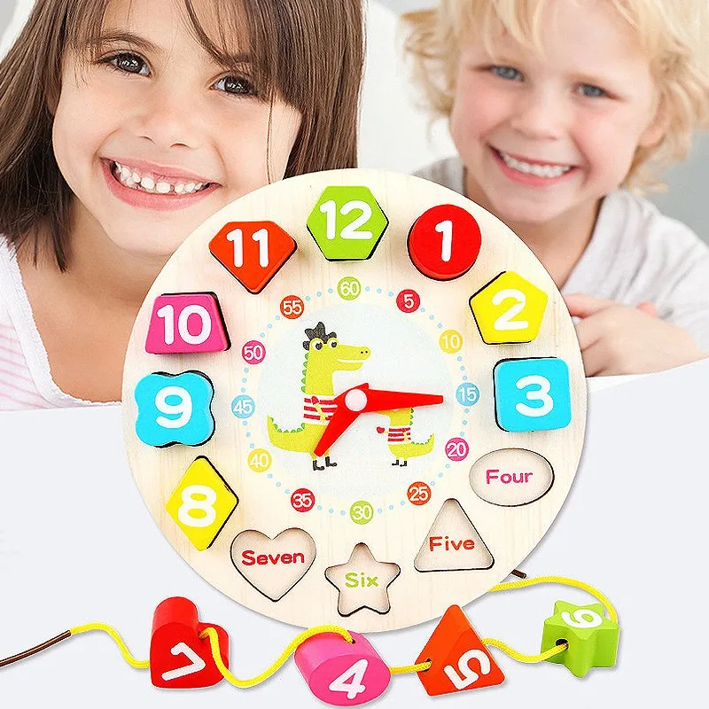 Wooden Clock Digital Geometry Cognitive Matching Educational Toys Baby Learning Toys Colorful Learning Clock Kids Wooded Toys