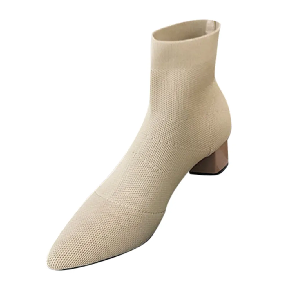 Женские ботильоны из хлопчатобумажной ткани SAGACE зимние вязаные ботинки с острым