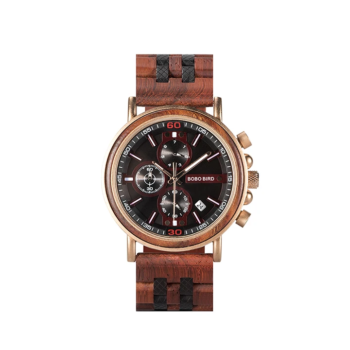 Часы мужские BOBOBIRD Роскошные наручные часы jam tangan pria дерево и нержавеющая сталь часы хронограф L-S18-4/5 логотип на заказ - Цвет: L-S18-5